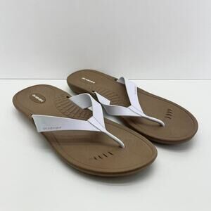 Okabashi Breeze Flip Flop Sandals Womens 11 White Comfort Arch Support